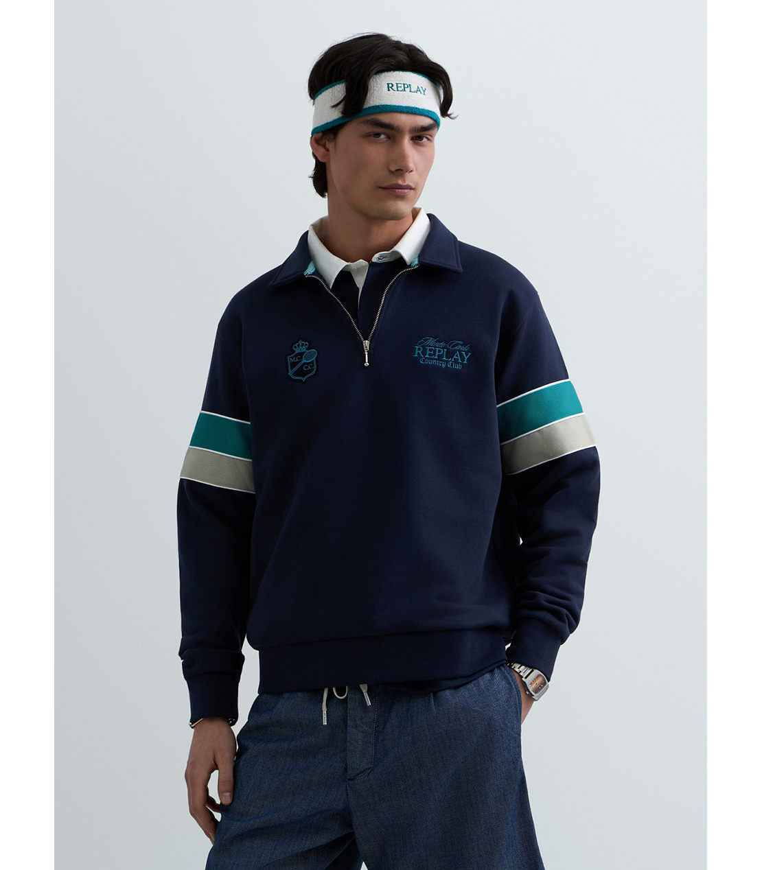 REPLAY &times; Monte Carlo Country Club ハーフジップ スウェットシャツ 詳細画像 ネイビー 1